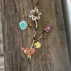 Pier one Floral Wall Hook with Pink Bird